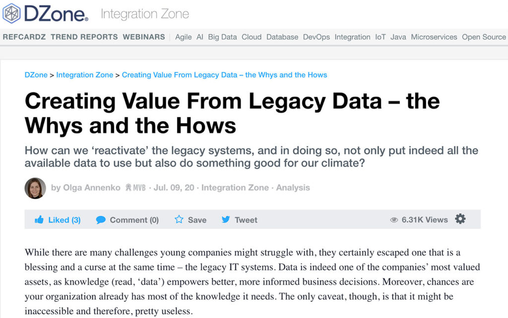 Creating value from legacy data