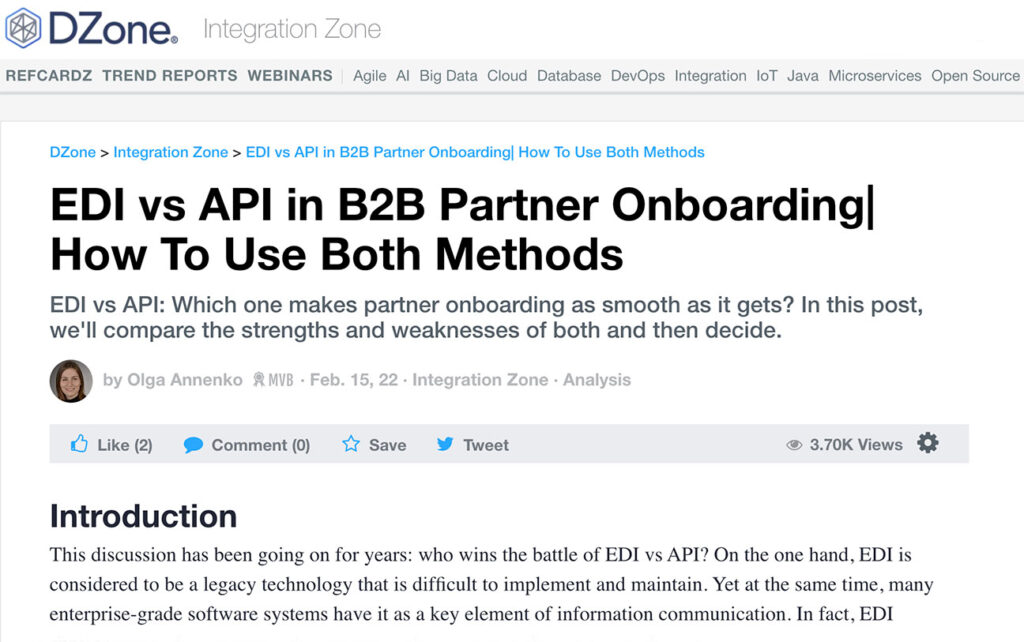 EDI and API in B2B partner onboarding